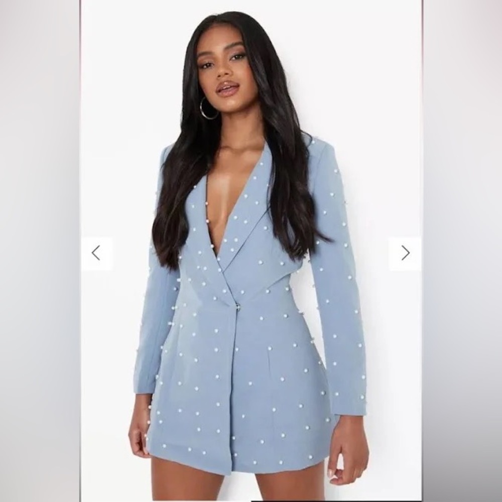 Blue pearl blazer dress